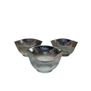 Vintage MCM Silver Ombre Glass Bowl Set: Mid Century Modern, S|3.